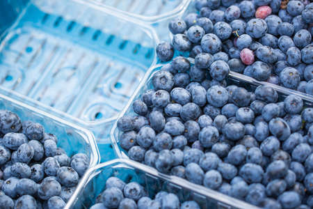 Close up of a fresh harvested raw blueberries, fruit conceptの写真素材