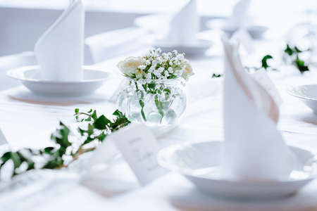 Luxury wedding place setting with kind of a flowers, wed concept