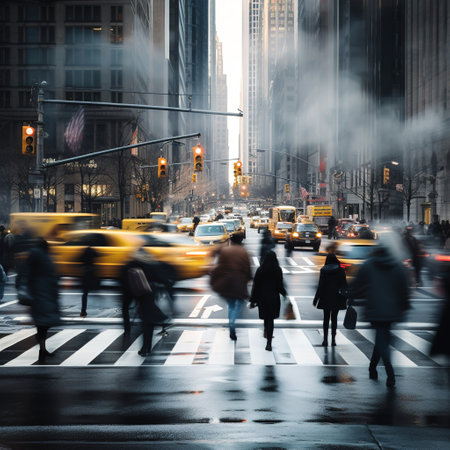 People on the hurry mode walking on the crosswalk in the cityの素材