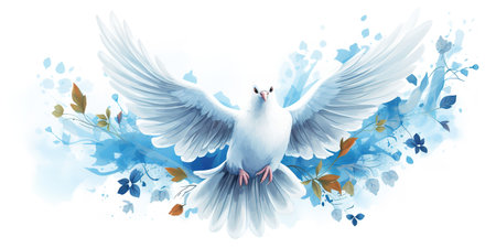 Peace freedom from a disturbance, tranquility concept, flying doveの素材
