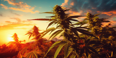 Close up of marijuana plants or farm in the nature, healthcare conceptの素材