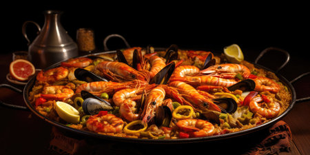 Spanish paella food in the pot, food conceptの素材