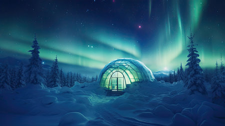 Igloo building from the snow with winter snowy sceneryの素材