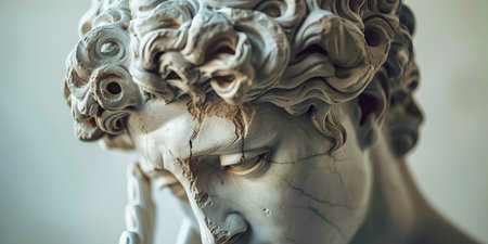 Close-up view of a statue depicting a woman with her eyes closed, philosophy contentの素材