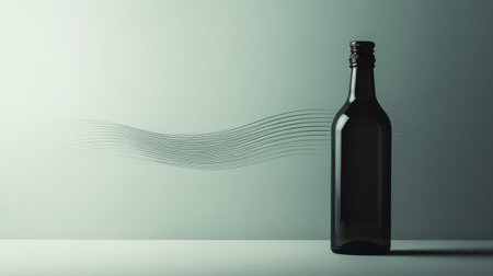Wine bottle exhibiting elegance and sophistication with flowing lines designの素材