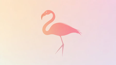 Pink flamingo standing on gradient backgroundの素材