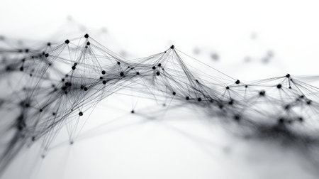 Network mesh connecting dots and lines showing global communicationの素材