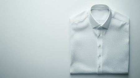 Folded white dress shirt on plain background for business attireの素材
