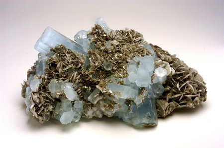 Beryl (var. aquamarine) - Primary Mineral  Muscovite - Associated Mineralの写真素材