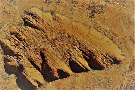 Aerial View of Uluru Ancient Sandstone Monolithの写真素材