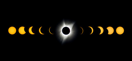 Total Solar Eclipse Sequence: Sunâs Corona and Moonâs Passage,の写真素材