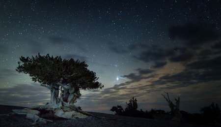 Stars Above Ancient Bristlecone Pine, Great Basin National Parkの写真素材