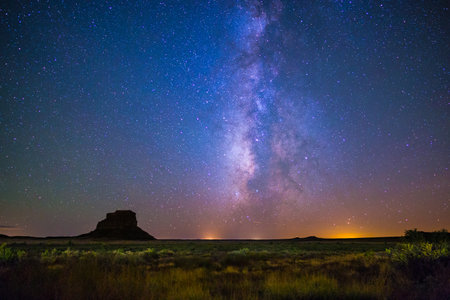Milky Way Rising Above Fajada Butte, Chaco Culture National Historical Parkの写真素材