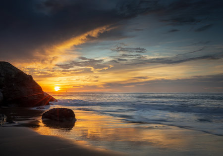 Marshall's Beach Sunset, San Francisco, Californiaの写真素材