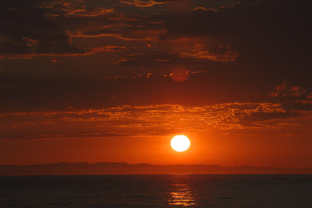 Sunset Over the Strait of Georgia golden hourの写真素材