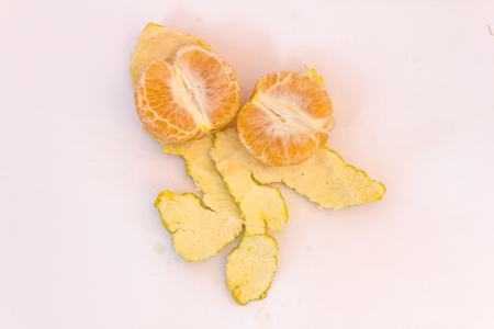 fresh yellow orange fruit orange peel range group white background isolateの写真素材