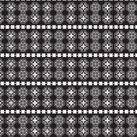 Seamless pattern with white and black elements on a black backgroundのイラスト素材