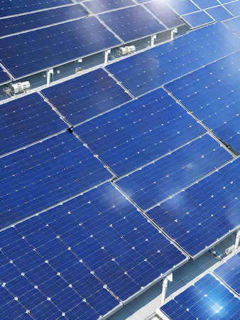 Solar cell panels system close up, alternative source of electricity, Solar power plant, energy,...