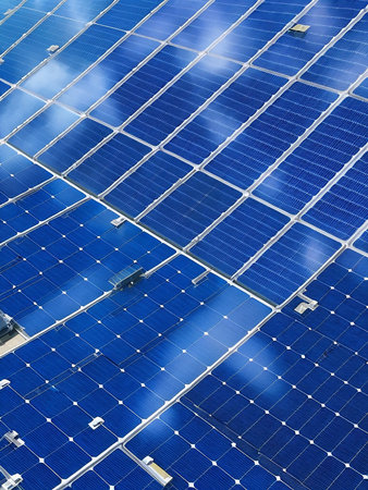 Solar cell panels system close up, alternative source of electricity, Solar power plant, energy,...