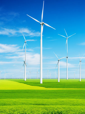 Green energy generator of the environment, power generation station of the electricity industry and solar cell, wind, close up stationの写真素材