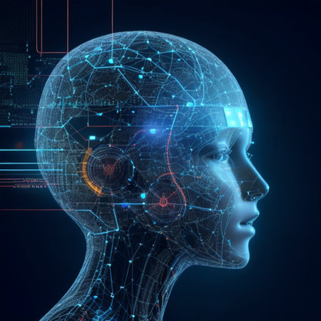 Ai artificial intelligence and data science, technology, machine learning, 3d rendering digital of human, head connection network, innovationの写真素材