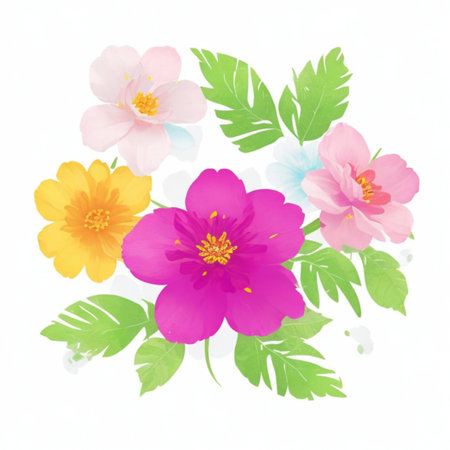 Flower watercolor painting on a white background,vector illustration.の写真素材