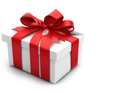 3d gift box on isolated white background with copy space for textの写真素材