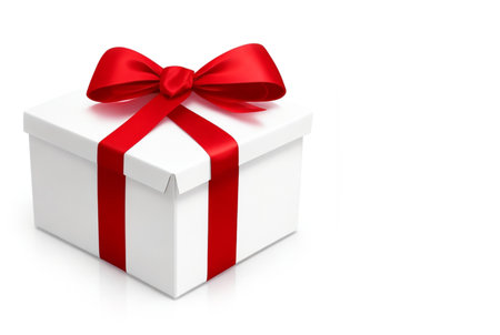 3d gift box on isolated white background with copy space for textの写真素材