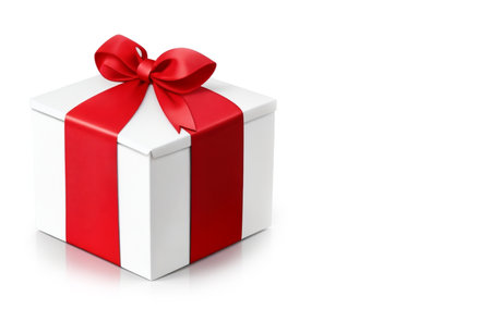 3d gift box on isolated white background with copy space for textの写真素材