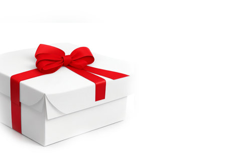 3d gift box on isolated white background with copy space for textの写真素材