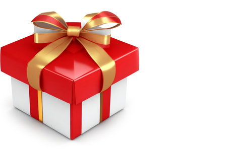 3d gift box on isolated white background with copy space for textの写真素材
