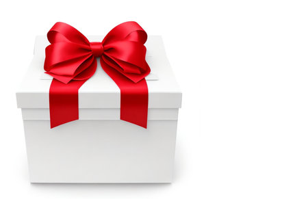 3d gift box on isolated white background with copy space for textの写真素材