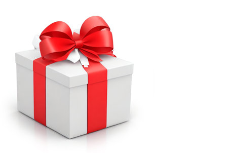 3d gift box on isolated white background with copy space for textの写真素材