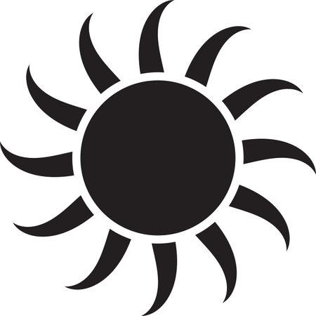 Sun icon black line drawing or doodle logo sunlight symbol weather element vector illustrationのイラスト素材