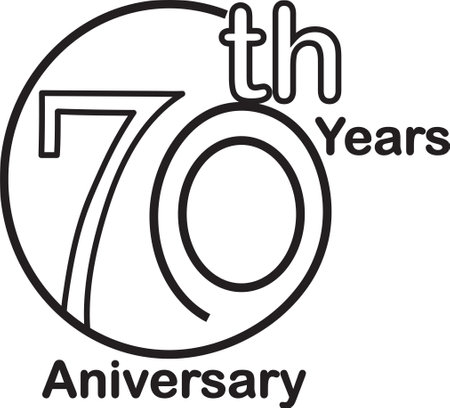 70th anniversary black icon logo, sign, symbol element to celebrate or graduationのイラスト素材