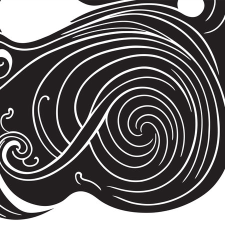 Abstract background with swirls and curls. Vector illustration. Black and white.のイラスト素材