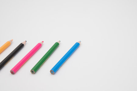 Colored pencils isolated on white background. Back to school.の写真素材