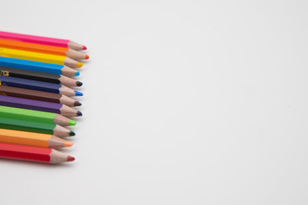Colored pencils isolated on white background. Back to school.の写真素材