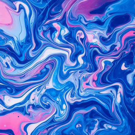 Blue, pink and purple abstract paint background. Liquid marble pattern.の素材