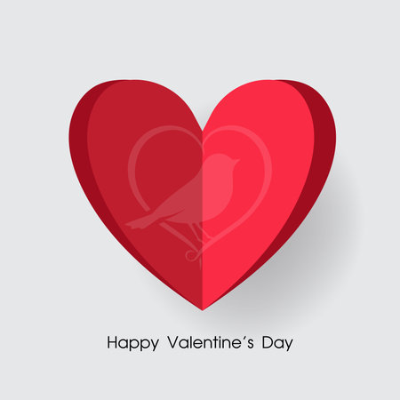 Paper cut heart shape with bird in heart to greeting card party Vector illustration for Valentine's day designのイラスト素材