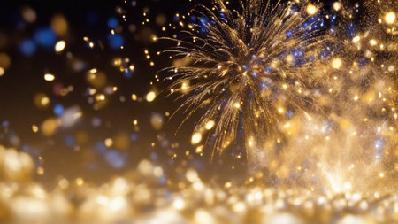 Beautiful colorful firework display for celebration happy new year and merry christmasの素材