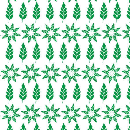 hand draw floral seamless pattern of green leaves Spring Blossom Vector Design on a white backgroundのイラスト素材