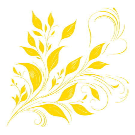 hand draw of beautiful floral ornament gold leaves. Contour Flower leaf. Floral Design Element vectorのイラスト素材
