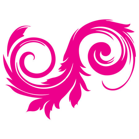 elegant swirls damask with floral hand draw pink line style element illustration isolated on white backgroundのイラスト素材