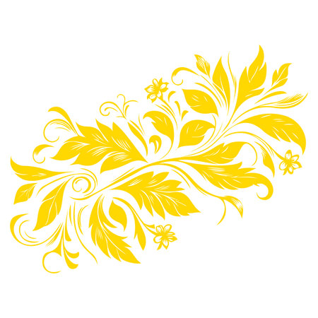 hand draw of beautiful floral ornament gold leaves. Contour Flower leaf. Floral Design Element vectorのイラスト素材