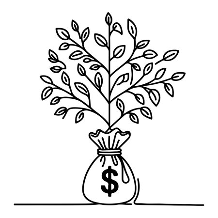 hand drawing money bag, financial goal business doodle concept vector illustrationのイラスト素材