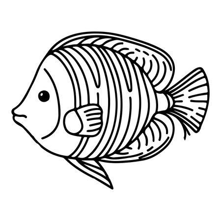 continuous single hand draw line art of fish outline doodle icon cartoon style coloring book page for kid vector illustration on white backgroundのイラスト素材