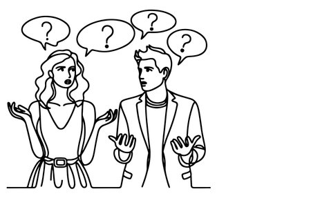 Continuous one line drawing two young people are talking with speech bubbles outline doodle vector illustrationのイラスト素材
