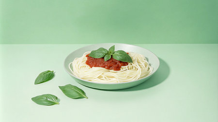 italian pasta dish with homemade tomato sauceの素材