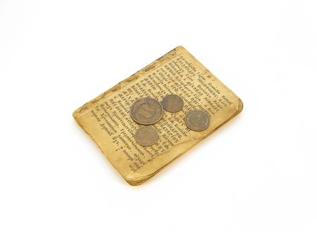 The Old-time book and money.の写真素材